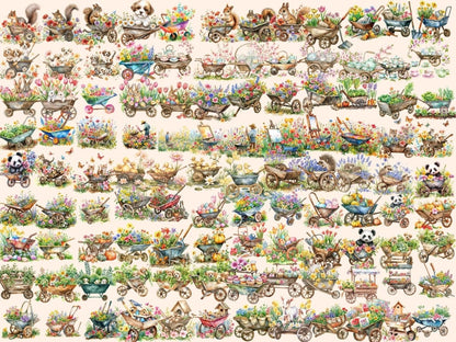 Spring Wheelbarrows Watercolor Clipart cute floral clipart - Wonders Artist