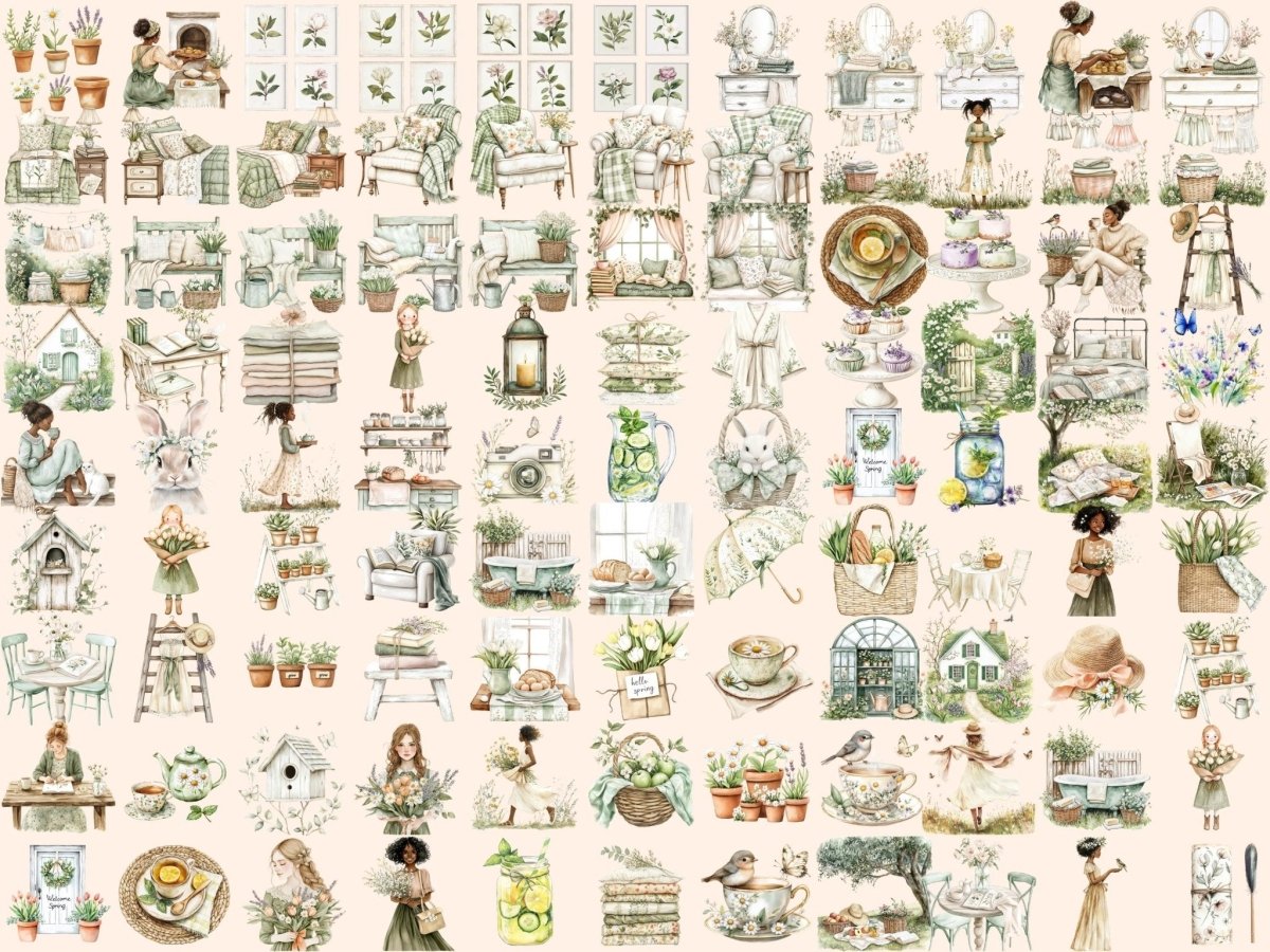 Spring Whispers Watercolor Clipart floral clipart flower illustrations garden clipart - WondersArtist