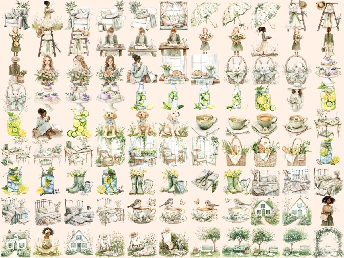 Spring Whispers Watercolor Clipart floral clipart flower illustrations garden clipart - WondersArtist