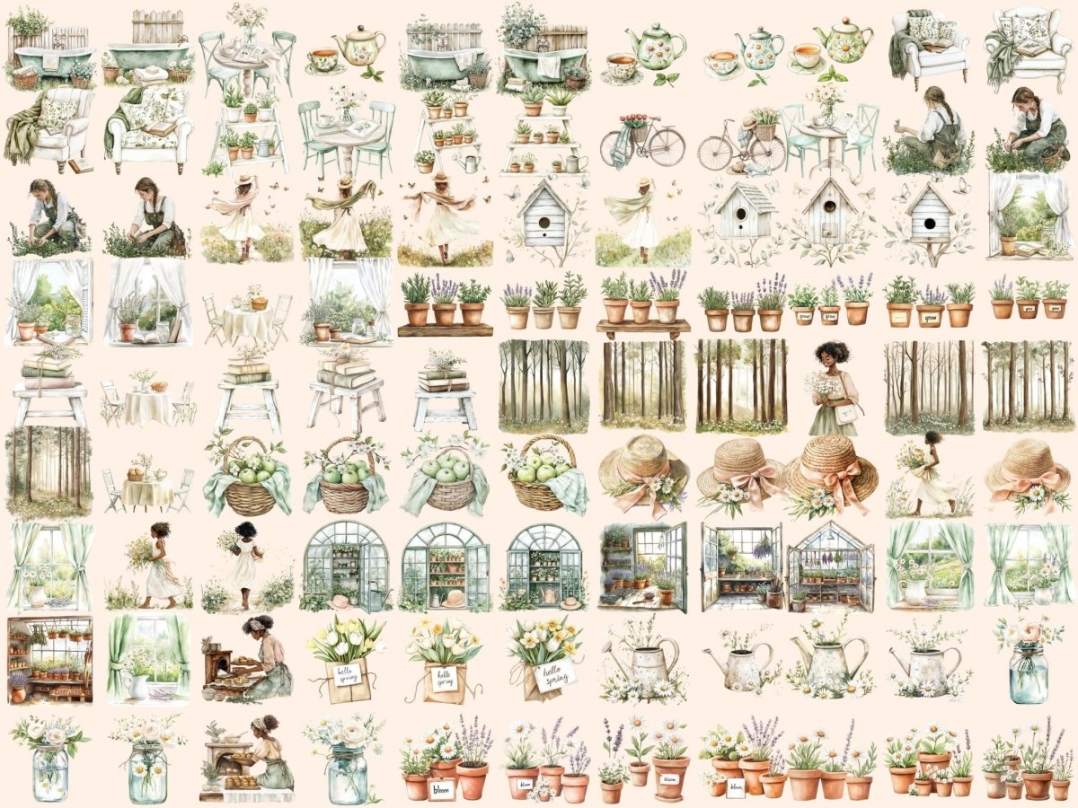 Spring Whispers Watercolor Clipart floral clipart flower illustrations garden clipart - WondersArtist