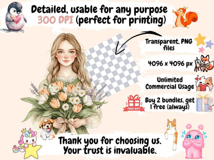 Spring Whispers Watercolor Clipart floral clipart flower illustrations garden clipart - WondersArtist