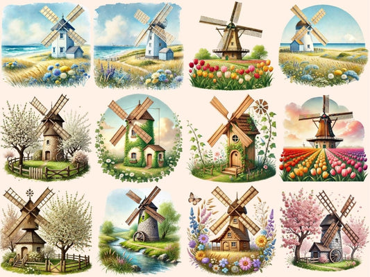 Spring Windmills Clipart