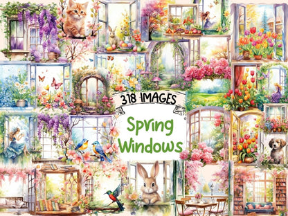 Spring Windows Watercolor Clipart spring clipart - Wonders Artist