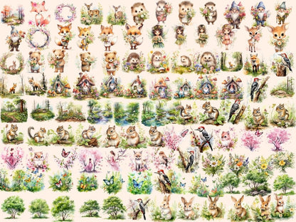 Spring Woodland Watercolor Clipart forest clipart - Wonders Artist