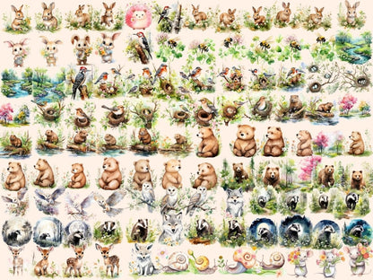 Spring Woodland Watercolor Clipart forest clipart - Wonders Artist