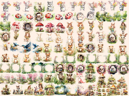 Spring Woodland Watercolor Clipart forest clipart - Wonders Artist