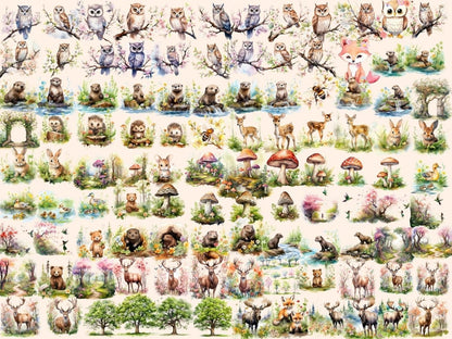 Spring Woodland Watercolor Clipart forest clipart - Wonders Artist