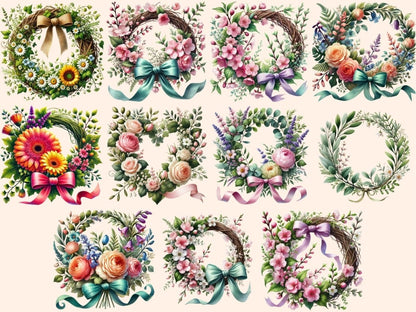 Spring Wreaths (P1) Clipart boho rainbow clipart - Wonders Artist