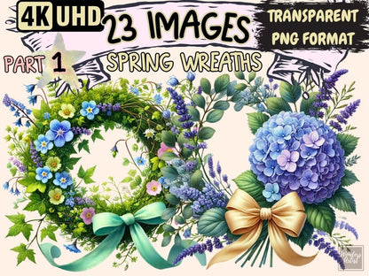 Spring Wreaths (P1) Clipart boho rainbow clipart - Wonders Artist