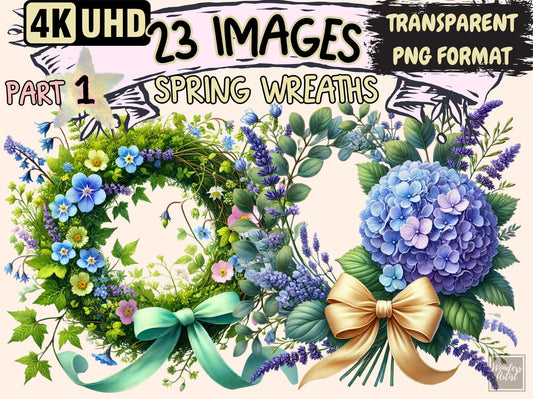 Spring Wreaths (P1) Clipart - High - Quality Instant Digital Download for Creative Projects