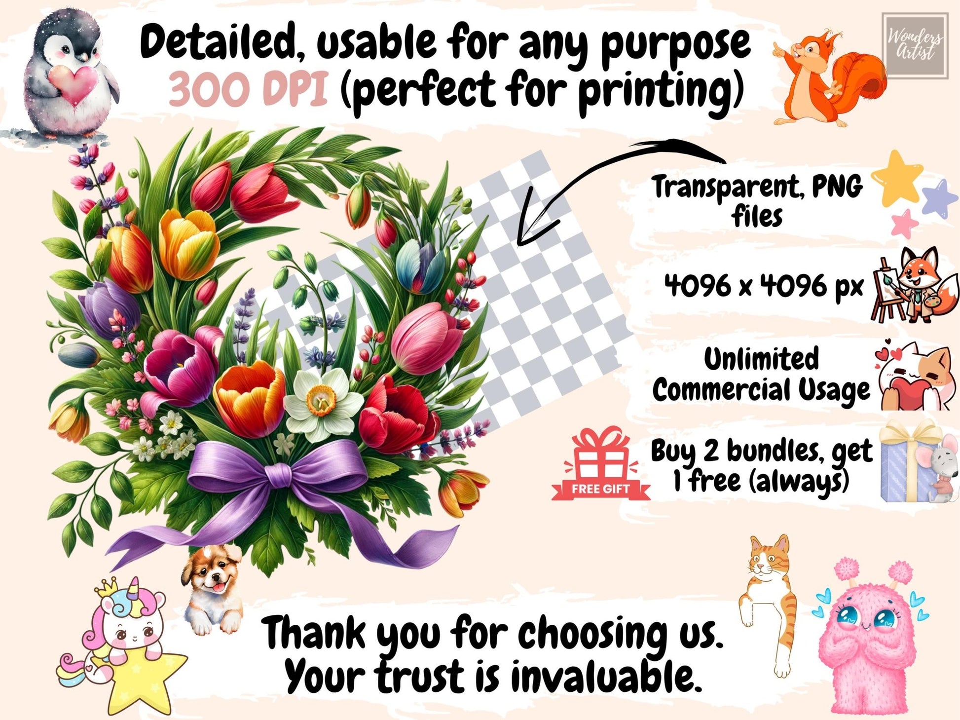 Spring Wreaths (P2) Clipart - High - Quality Instant Digital Download for Creative Projects