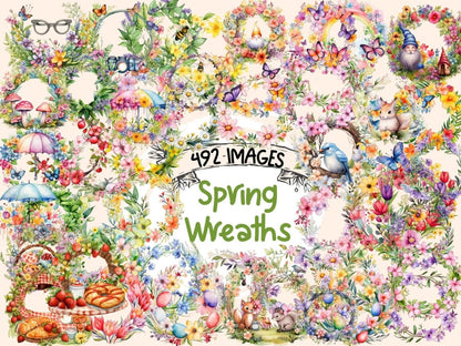 Spring Wreaths Watercolor Clipart spring clipart - Wonders Artist
