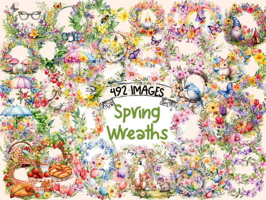 Spring Wreaths Watercolor Clipart spring clipart - Wonders Artist