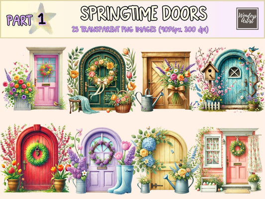 Springtime Doors (P1) Clipart - High - Quality Instant Digital Download for Creative Projects