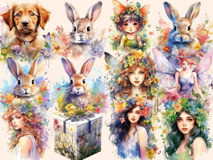 Springtime Flowers Watercolor Clipart floral clipart - Wonders Artist