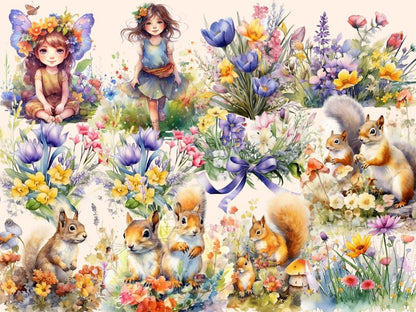 Springtime Flowers Watercolor Clipart floral clipart - Wonders Artist