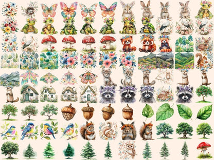 Springtime Forest Watercolor Clipart Forest Bloom - Wonders Artist