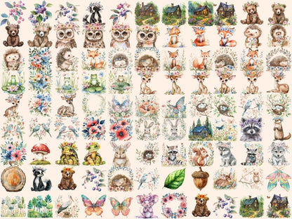 Springtime Forest Watercolor Clipart Forest Bloom - Wonders Artist