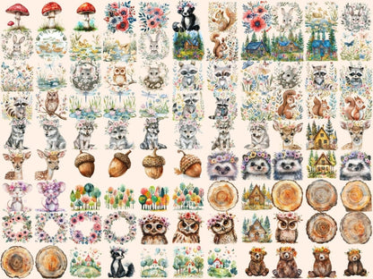 Springtime Forest Watercolor Clipart Forest Bloom - Wonders Artist