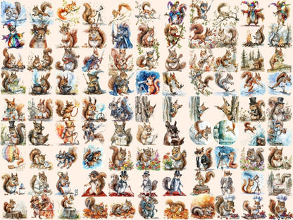 Squirrels Watercolor Clipart cute squirrel - Wonders Artist