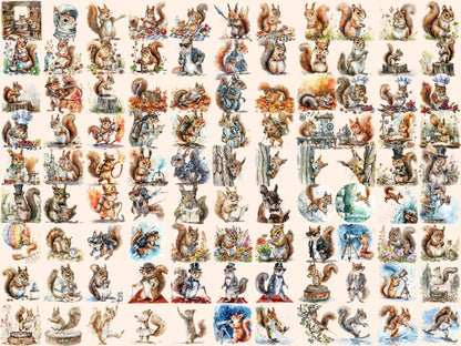 Squirrels Watercolor Clipart cute squirrel - Wonders Artist