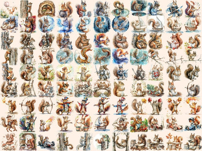 Squirrels Watercolor Clipart cute squirrel - Wonders Artist