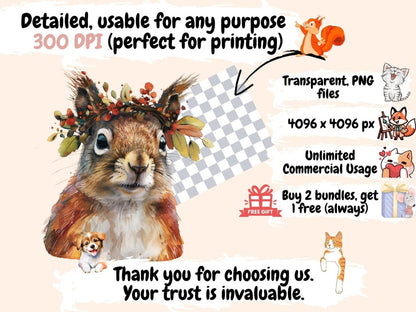 Squirrels Watercolor Clipart cute squirrel - Wonders Artist