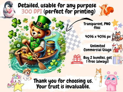 St. Patrick's Day Clipart Festive Teddies - Wonders Artist