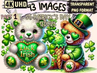 St. Patrick's Day Clipart Festive Teddies - Wonders Artist