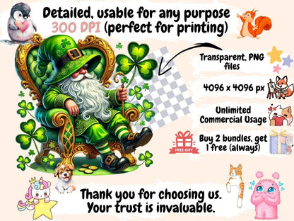 St. Patrick's Day Gnomes Clipart Clover Gnome PNG - Wonders Artist