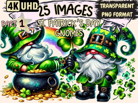 St. Patrick's Day Gnomes Clipart - High - Quality Instant Digital Download for Creative Projects