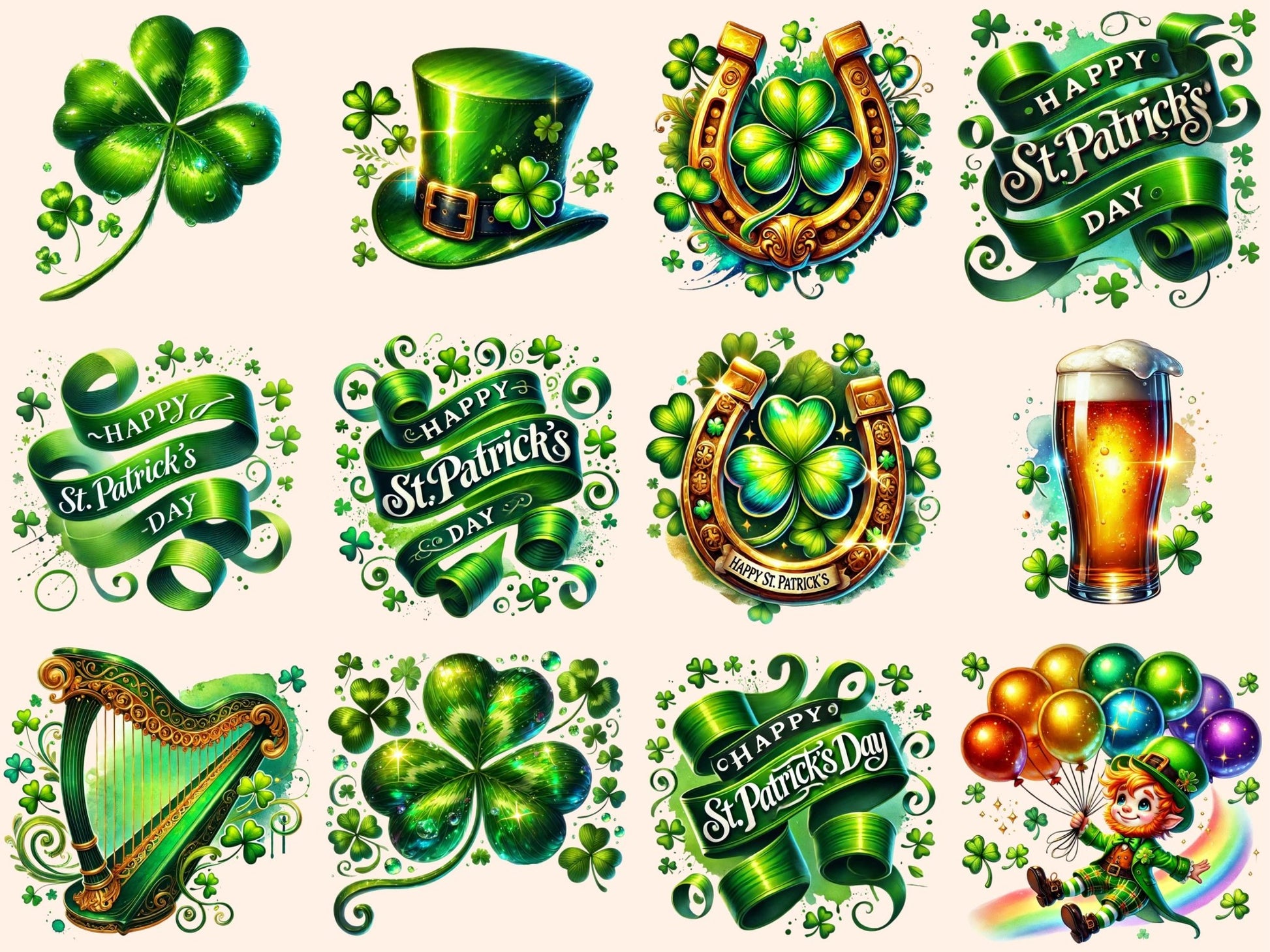 St. Patrick's Day (P3) Clipart - High - Quality Instant Digital Download for Creative Projects