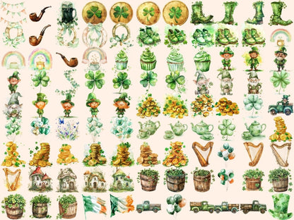 St. Patrick's Day Watercolor Clipart clover clipart - Wonders Artist