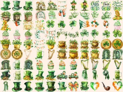 St. Patrick's Day Watercolor Clipart clover clipart - Wonders Artist