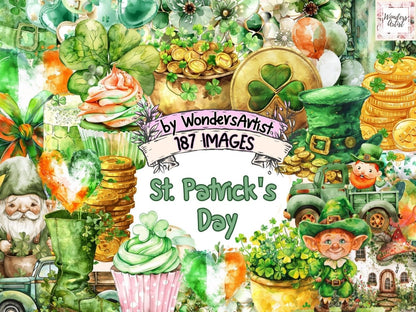 St. Patrick's Day Watercolor Clipart clover clipart - Wonders Artist