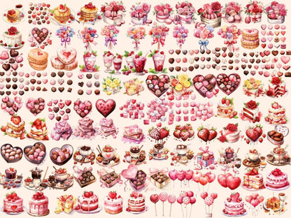 St. Valentine's Day Desserts Watercolor Clipart desserts clipart - Wonders Artist