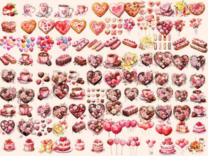 St. Valentine's Day Desserts Watercolor Clipart desserts clipart - Wonders Artist