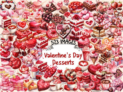 St. Valentine's Day Desserts Watercolor Clipart desserts clipart - Wonders Artist
