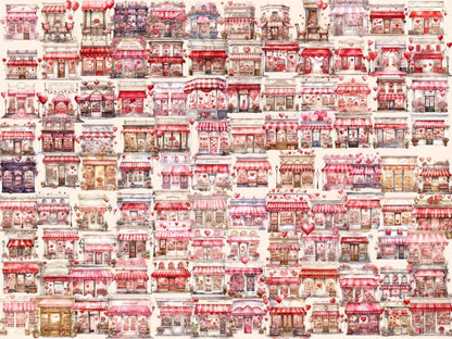 St. Valentine's Day Storefronts Watercolor Clipart romantic clipart - Wonders Artist