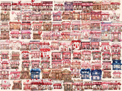 St. Valentine's Day Storefronts Watercolor Clipart romantic clipart - Wonders Artist