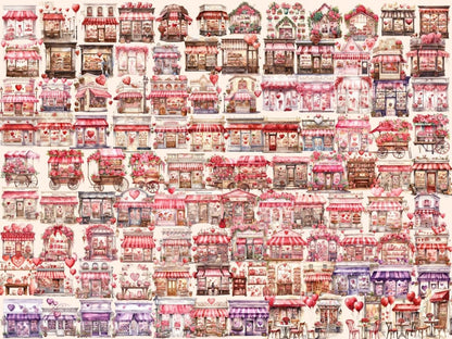 St. Valentine's Day Storefronts Watercolor Clipart romantic clipart - Wonders Artist