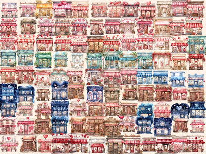 St. Valentine's Day Storefronts Watercolor Clipart romantic clipart - Wonders Artist