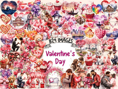 St. Valentine's Day Watercolor Clipart 14 february clipart - Wonders Artist