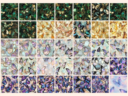 Stained Glass Butterflies Seamless Digital Paper Bright Wing Paper - Wonders Artist