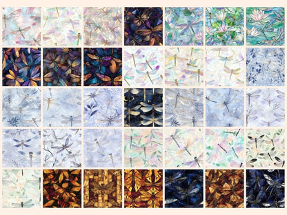 Stained Glass Dragonflies Seamless Digital Paper Abstract Glass Paper - Wonders Artist