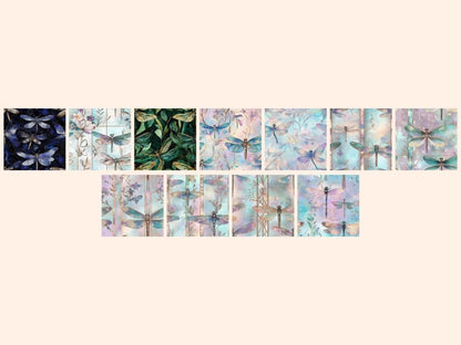 Stained Glass Dragonflies Seamless Digital Paper Abstract Glass Paper - Wonders Artist