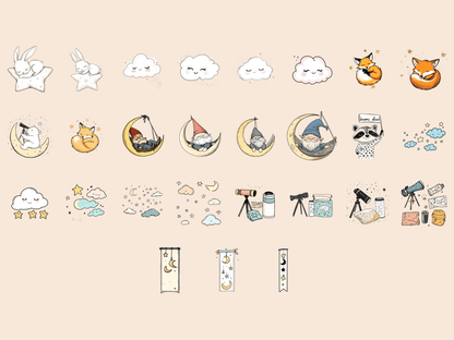 Starry Friends Cardmaking Clipart All Bundles Cardmaking Clipart - WondersArtist