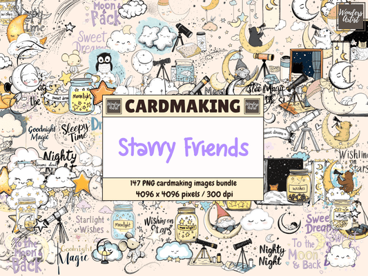 Starry Friends Cardmaking Clipart All Bundles Cardmaking Clipart - WondersArtist
