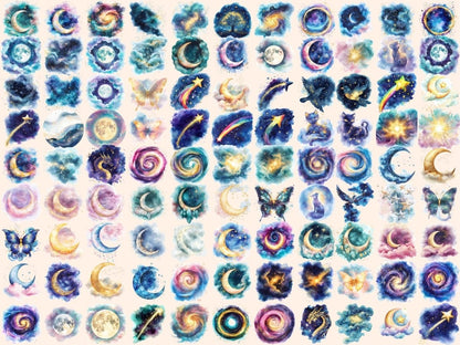 Starry Skies Watercolor Clipart Celestial Graphics - Wonders Artist