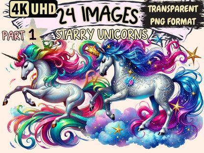 Starry Unicorns Clipart Celestial Unicorns - Wonders Artist